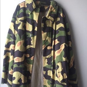 Long, oversized camo jacket